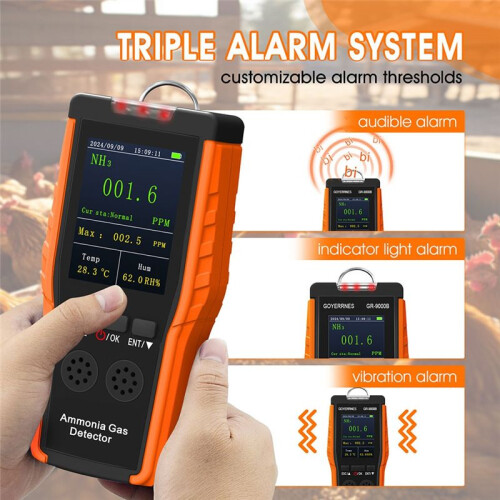 Portable Continuous Quantitative Analysis Ammonia Gas Hold  9000B Detector 0-100ppm Rechargeable with LCD Screen 1