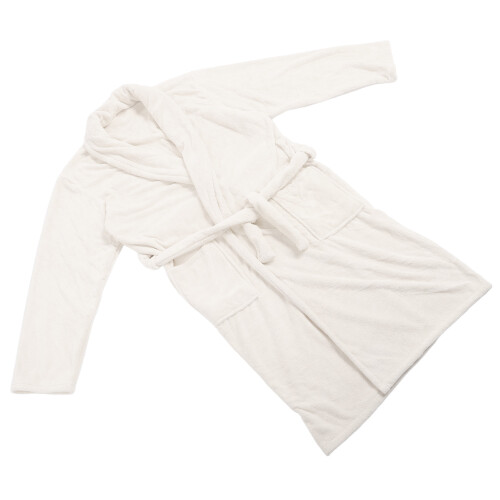Milky White Coral Velvet Bathrobe 822g/29oz Belted