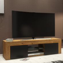 TV Unit Loom 130cm - Dark Oak & Black Matt Doors