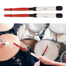 2-teiliger ABS-Nylon Jazz-Schlagzeugbesen-Set Tragbar Rot Weiß Percussionzubehör