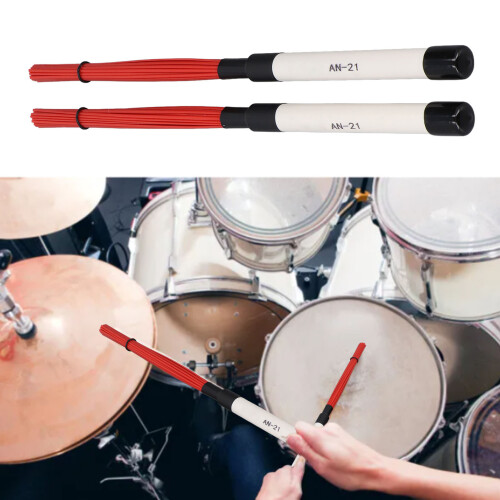 Pair ABS Nylon Drum Brushes, Red and White, Portable Percussion Accessories