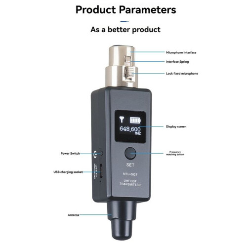Microphone Wireless System Micphone Wireless Transmitter UHF Transmitter Receiver Mi  for Dynamic Condenser 1