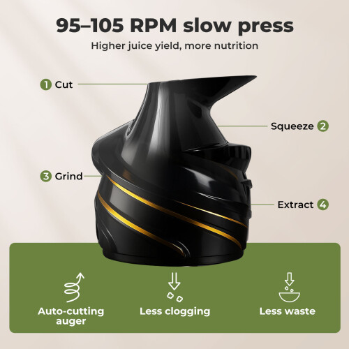 Spector Cold Press Slow Juicer Easy Clean Blk 1