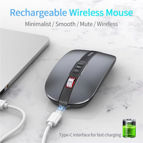 Wireless  Mouse 2.4G Wireless Office Mouse Tablet PC Notebook Dual Mode USB Charging Mouse for Laptop Silver 1