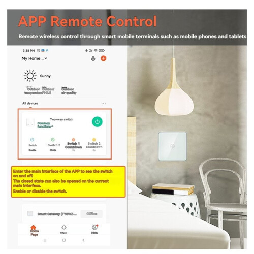 Zigbee Light  with Aluminum Frame Glass Touch  Work with Tuya Alexa Home Assistant Control 2 Way 2