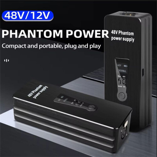 Phantom Power Supply 48V Microphone Amplifier Rechargeable Portable for Condenser Microphones Preamp Record Studio 1