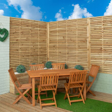Outdoor 6 Person Rectangular Wooden Garden Patio Dining Table Chairs Set