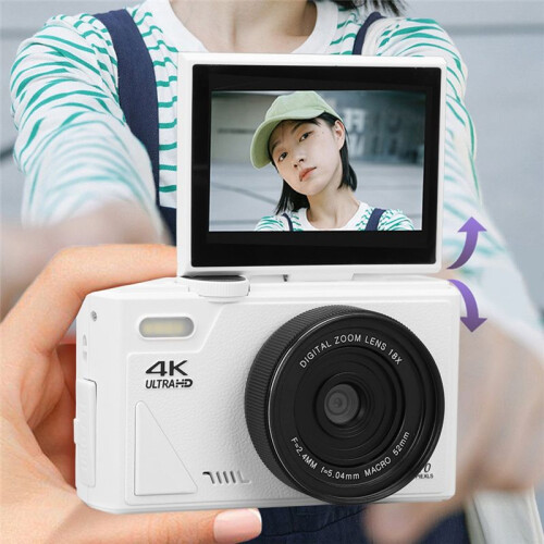 Retro Digital Camera 64MP Stabilization Video Pause Function 3 Inch IPS Screen Digital Camera for Vlogging White 1