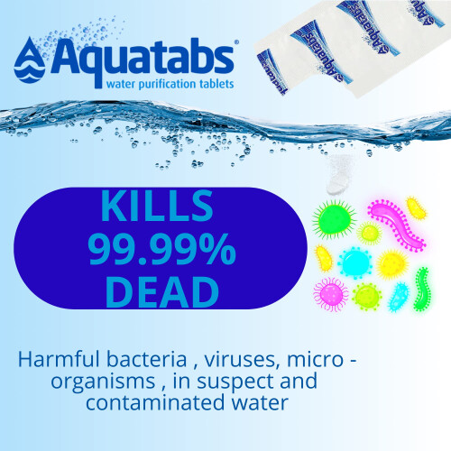 NaDCC Ration Pack Water Purification Tablets for Drinking, Sterilising Purifying Neutralising Cleaning Suspect and Contaminated Sources. Multi 2