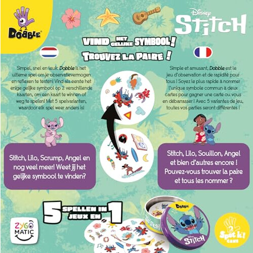 Asmodee Gesellschaftsspiel - ASMODEE - Dobble Stitch - 55 runde Karten - Ab 6 Jahren - Unisex 2