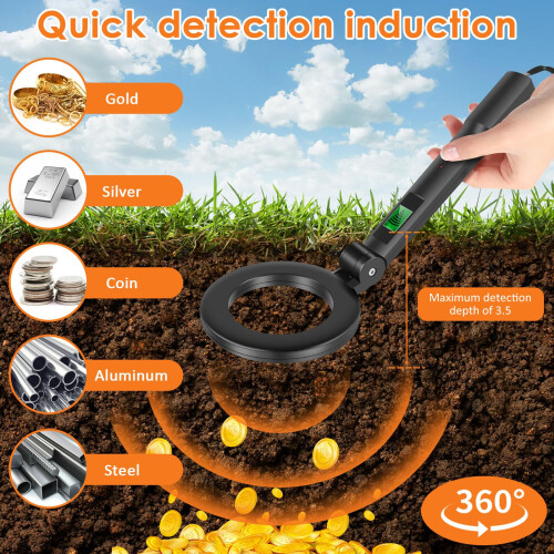 Foldable Metal Detector, Handheld LCD Display Metal Detecting Tool with 3 Adjustable Modes, High Sensitivity Lightweight Metal Detector with 1