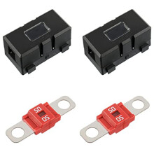 2 X ANS-H Car Fuse Holder and 2 X High Current Bolt Midi Fuses 50A Amp for Cars, Trucks, Vehicles 50A
