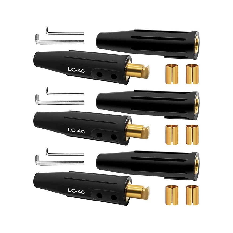 Lc40 Welding Cable Connector Set, 350 Amps, Black Male & Female For 1/0-2/0 (50-70Mmâ²) Cables - 3 Pairs 6133606708828