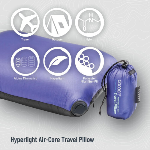 COCOON Air-Core Pillow Hyperlight Size 28 cm x 38 cm Black/Dark Blue 1