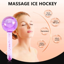 2 StüCk SchöNheit Eis Hockey Gesichts Massage Haut Pflege Kristall Glas SchöNheit Eis Wellen Stab Lila