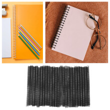 100 pièces de reliures à boucle double en fil métallique, capacité de 60 feuilles, noir