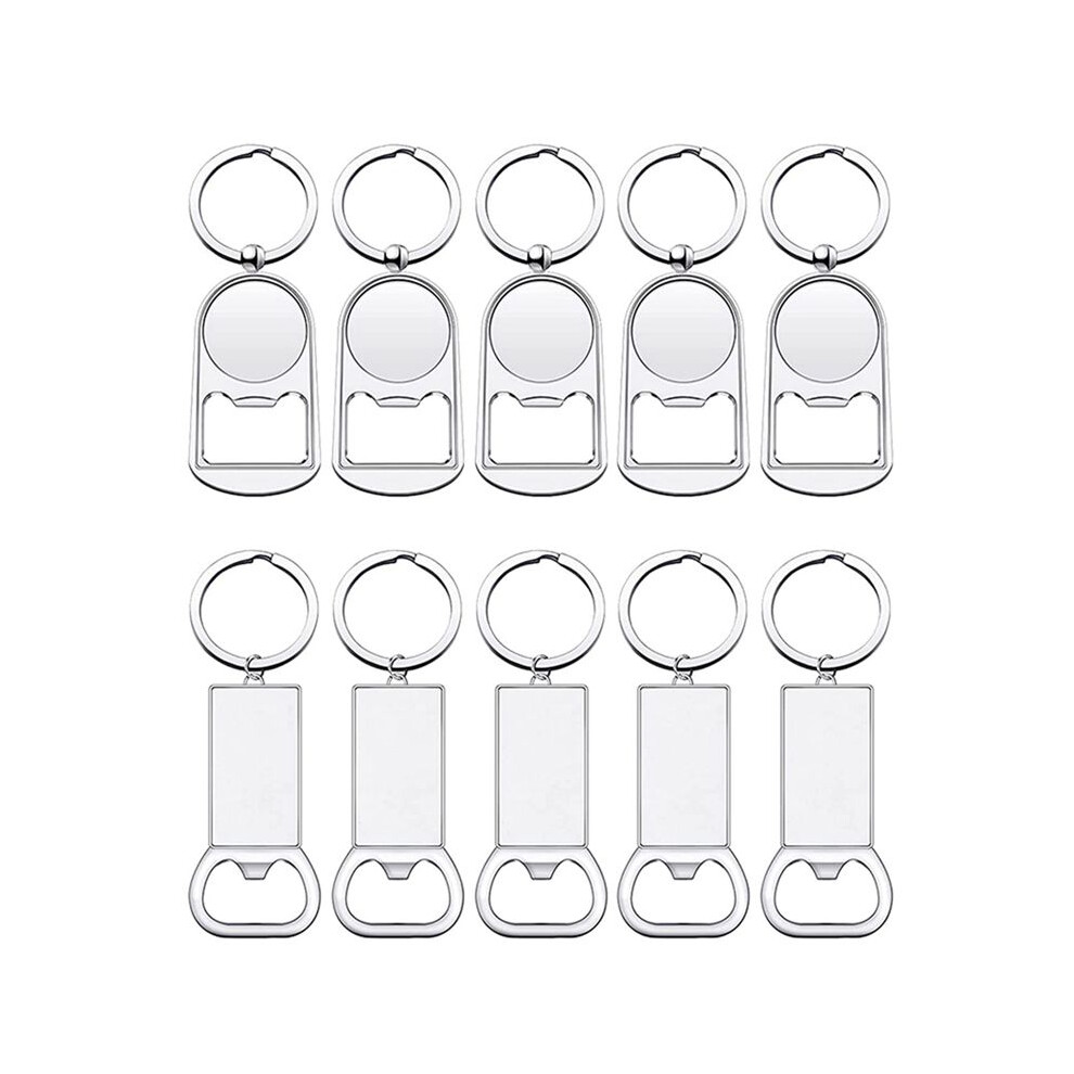 10Pcs Sublimation Blanks Keychains Blank Metal Bottle Opener Key Rings Rectangle Heat Transfer Sublimation Keychains 4711039524202