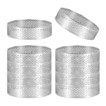 15 Pack Stainless Steel Tart Ring, Heat-Resistant Perforated Cake Mousse Ring, Round Ring Baking Doughnut Tools