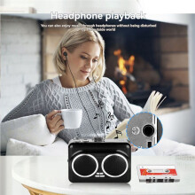 USB-Kassettenspieler, Musikkassette zu MP3-Konverter, Plug-And--Kassettenspieler-Konverter mit Zwei Lautsprechern, Schwarz