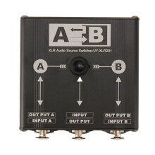 Audio Source Switcher Manual Selector 2 in 1 Out/1 in 2 Out 6.35/6.5 XLR Audio Switcher for Microphone Sound Card Mixer