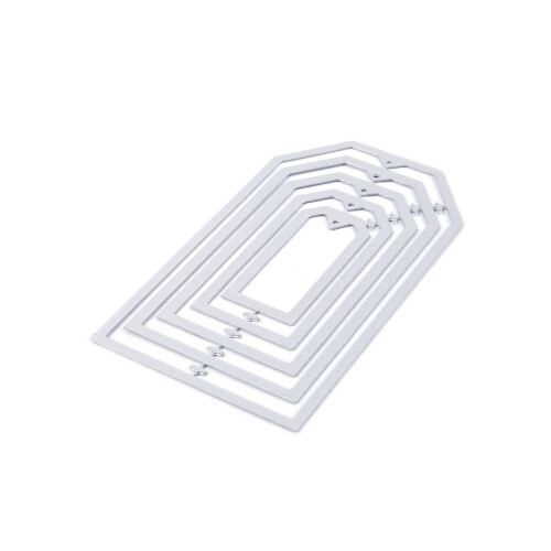 5x Carbon steel Geometry Cutting Dies Stencil Scrapbooking Embossing DIY Card Decor Silver Rectangular-tag-shaped 2