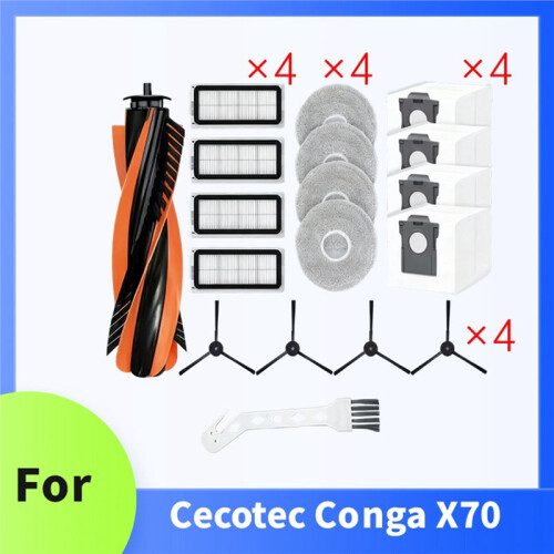 18 Pcs for Cecotec Conga X70 Sweeping Machine Accessories Main Side Brush Mop Filter Dust Bags 2