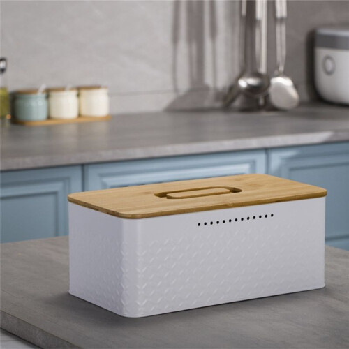 Bread Bin,Innovative Bread Box Thanks to Carbon Coating,with Integrated Ventilation Holes,Including Bamboo Lid Black 1