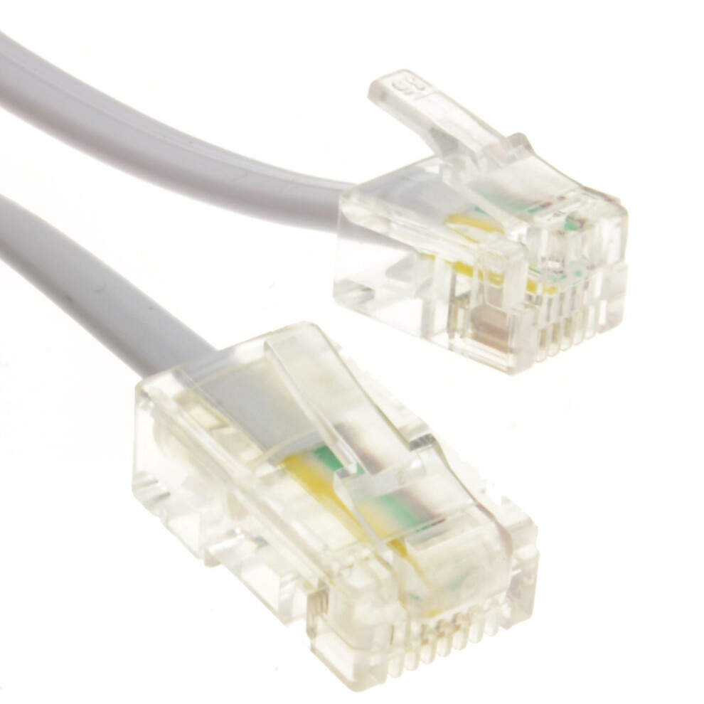 Kenable Rj11 Male Plug To 4 Wire Rj45 Male Plug Flat Cable Lead 2M White