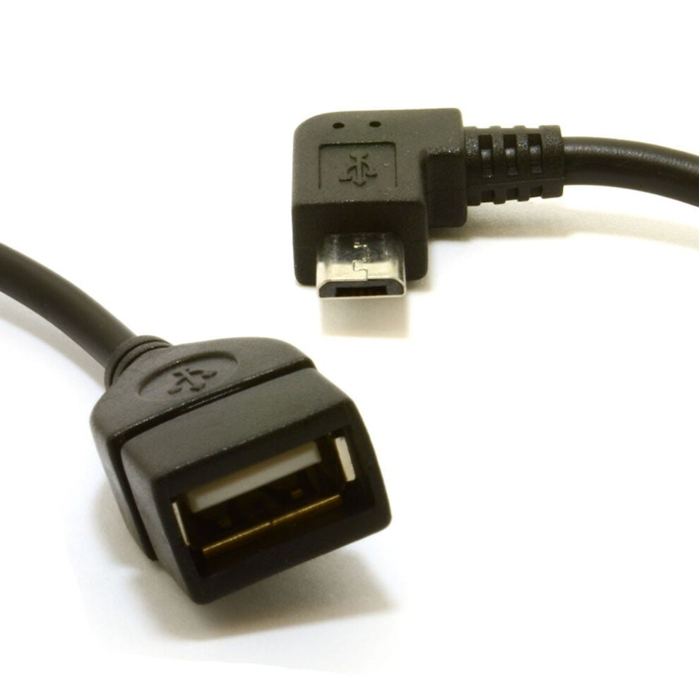 Kenable Otg Usb On The Go Host Cable Usb 2.0 A Female To Right Angle Micro B Plug