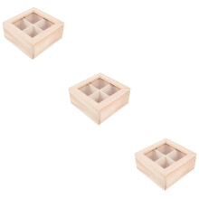 3Stk Holzbox Mit Fächern Tee- Und Kaffeehalter in Khaki Für Zuhause