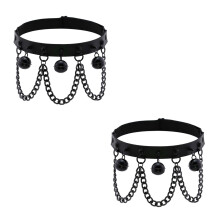 2Pièces Accessoires Jambe Cuir PU Noir Style Punk Gothique