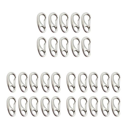 30Pcs Multipurpose Stainless Steel Spring Hook Carabiner Buckle Silver