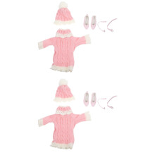 2Sets Pinkes Puppen Outfit Strickkleid Wintermode Mit Zubehör