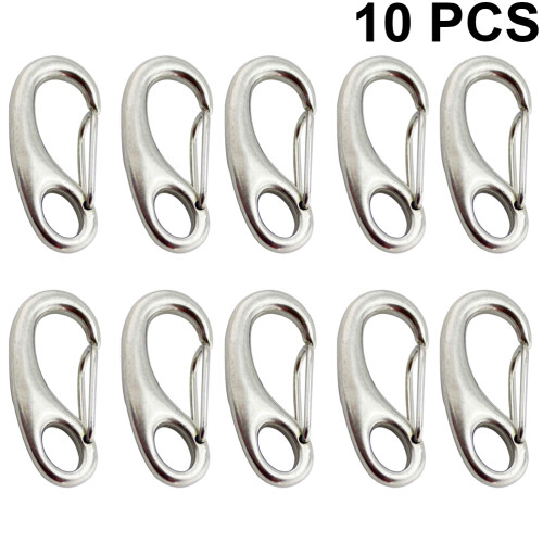 30Pcs Multipurpose Stainless Steel Spring Hook Carabiner Buckle Silver 1