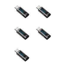 5X USB C Adapter LED Wattage Display 140W 40Gbps 8K USB C Extension PD3.1 Type C Connector Type C Power Black