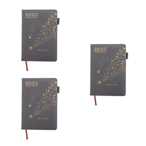 3Stk 2025 Planer Grau PU Organizer Buch Monats- Und Wochenkalender
