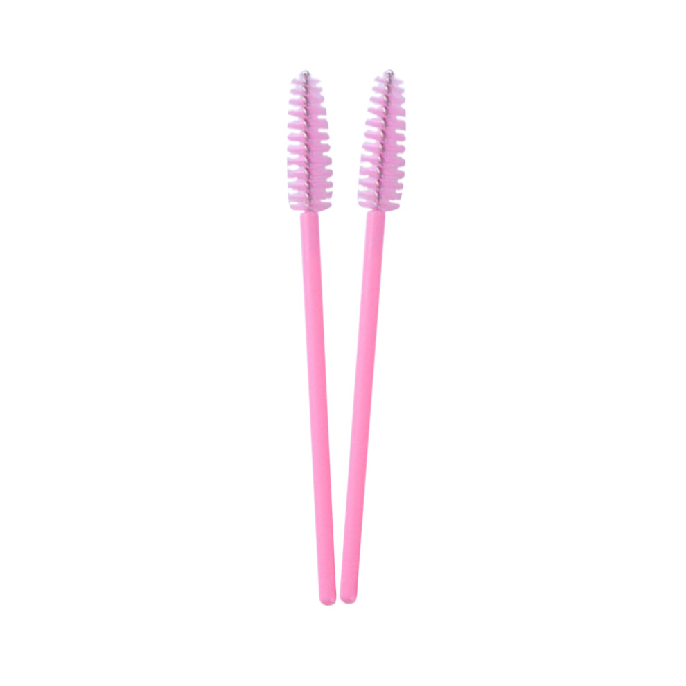 Solustre Pink 200Pcs Eyelash Brush Mascara Wands Disposable For Lash Separation