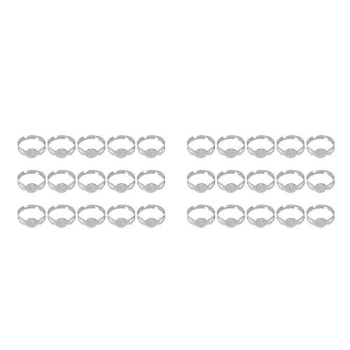 30Stk Verstellbare Ringbasis Silber DIY Schmuckherstellung