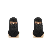 2Pcs Winter Neck Warmer Hat Black Elastic Knit Scarf for Outdoors