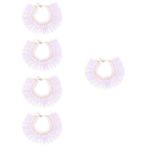 5Pcs Adorable Violet Dog Collar Adjustable Lace Pet Neck Accessory