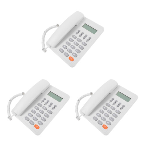 3Sets Versatile White Desk Phone Reusable Desktop Telephone for Office