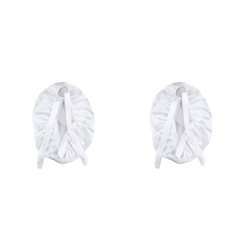 Aboofan White 2Pcs Satin Sleeping Cap For Women Adjustable Night Hair Bonnet