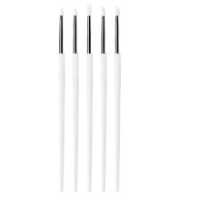 5Pcs Professional Silicone Nail Brush Set UV Gel Polish Pen, 3D Dotting Nail Art Design Pen DIY Manicure Tool White