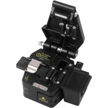 COMPTYCO Optical Fiber Cleaver - 3-in-1 Metal Fiber Optic Cutting Tool with Auto Scrap Collector, Tungsten Steel Blade, Black