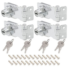 4 Pcs Keyed Hasp Locks 2.5 Inch Twist Knob Keyed Locking Hasp, Metal Safety Hasp Latches Keyed Different