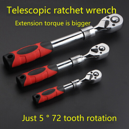72-Tooth Adjustable Socket Ratchet Wrench 1/2 inch Extendable Telescopic Socket Spanner Torque Wrench Quick Release 1