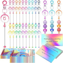 Juego de Llaveros de Bricolaje de 60 Piezas Que Incluye Colgante de Proyecto de Bricolaje de Agradecimiento Artesanal, JoyeríA Artesanal, Metal