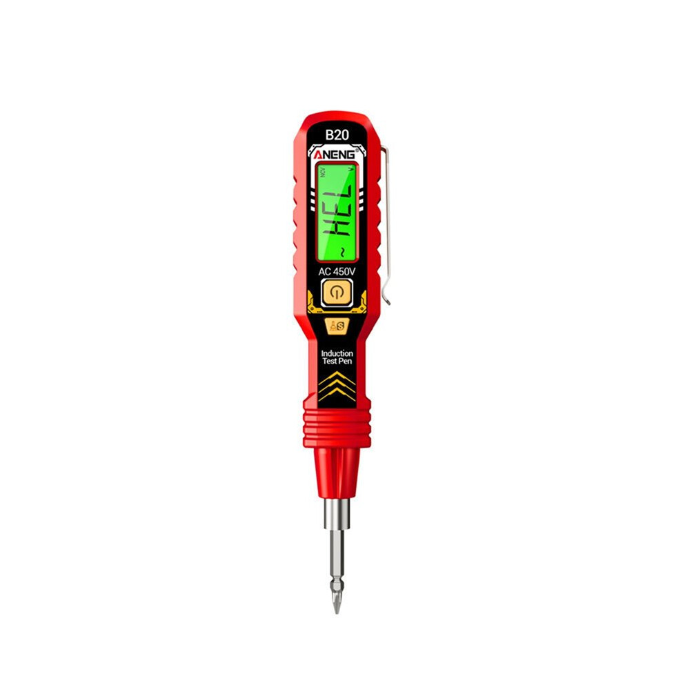 Aneng Lcd Digital Voltage Tester Measuring Pen Double-Ended Screwdriver Bits Breakpoint Electrical Induction Test Pen Red 6031542604641