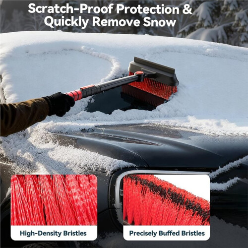 Ice Scrapers for Car Windshield,Brush and Ice Scraper with Squeegee, Extendable Aluminum Handle 2