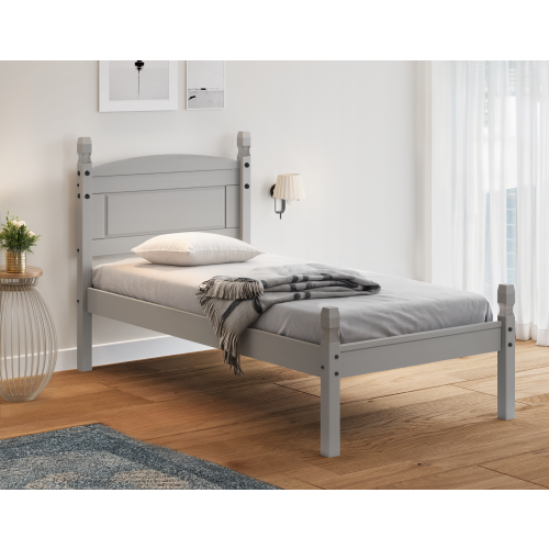 Mercers Furniture Corona Grey Wax 3'0" Single Low End Bed Frame Pine